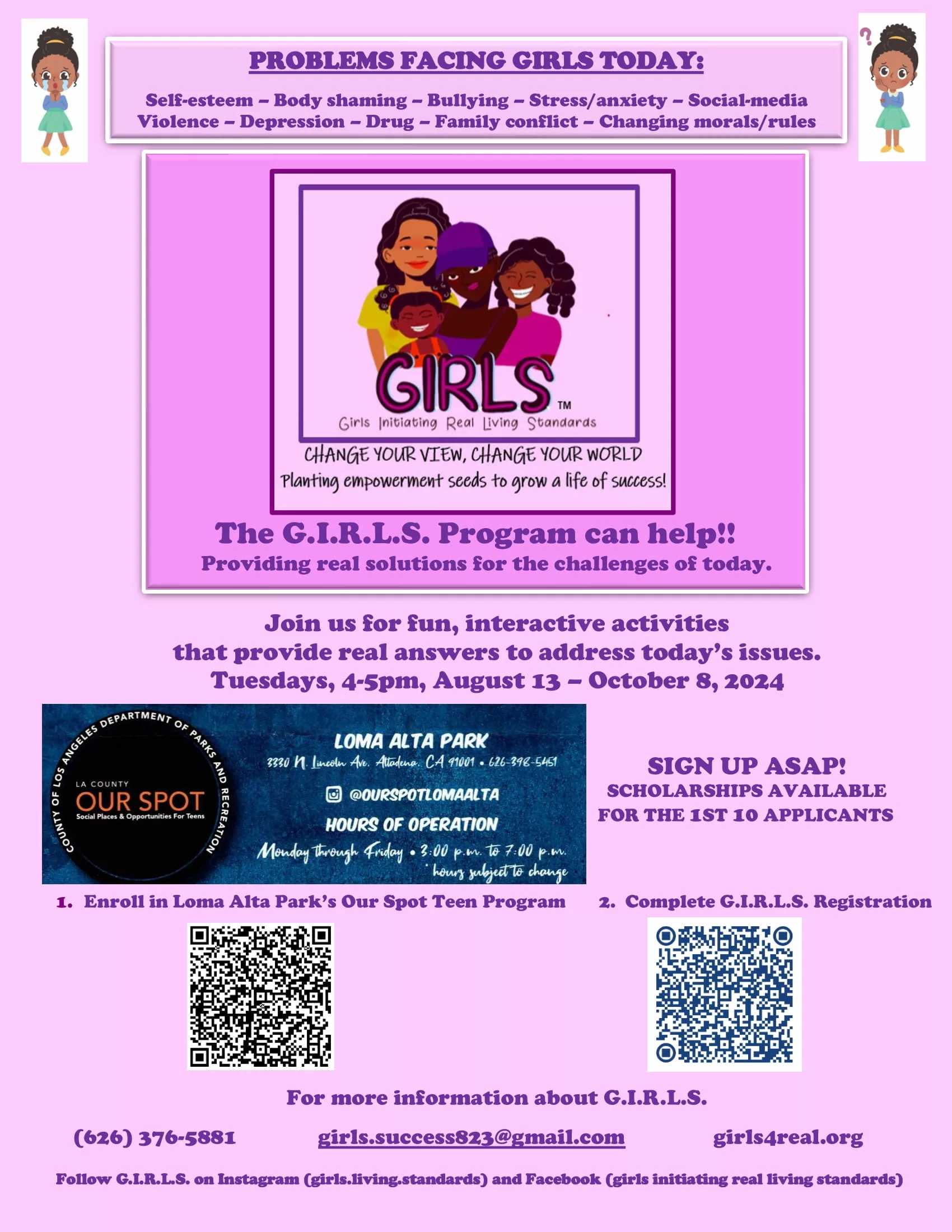 G.I.R.L.S Program Flyer 8/13/24 - 10/8/24 4:00-5:00pm